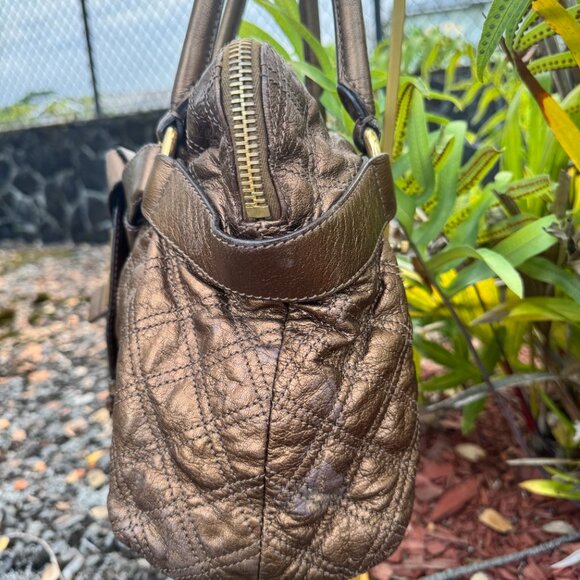 Marc Jacobs Made in Italy Quilted Bronze Metallic Leather Satchel Bag - Picture 6 of 17